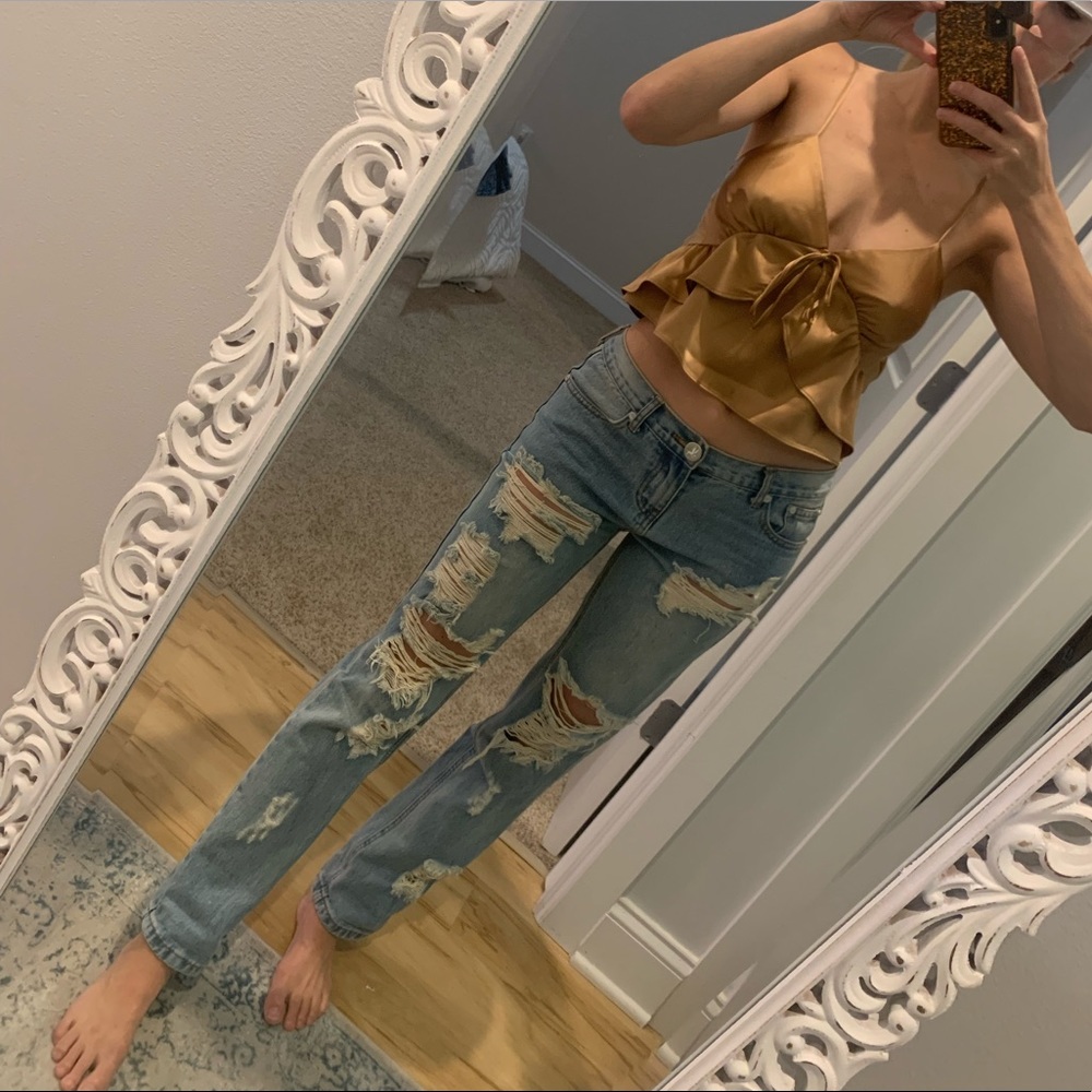 Topshop Gold silk tank top